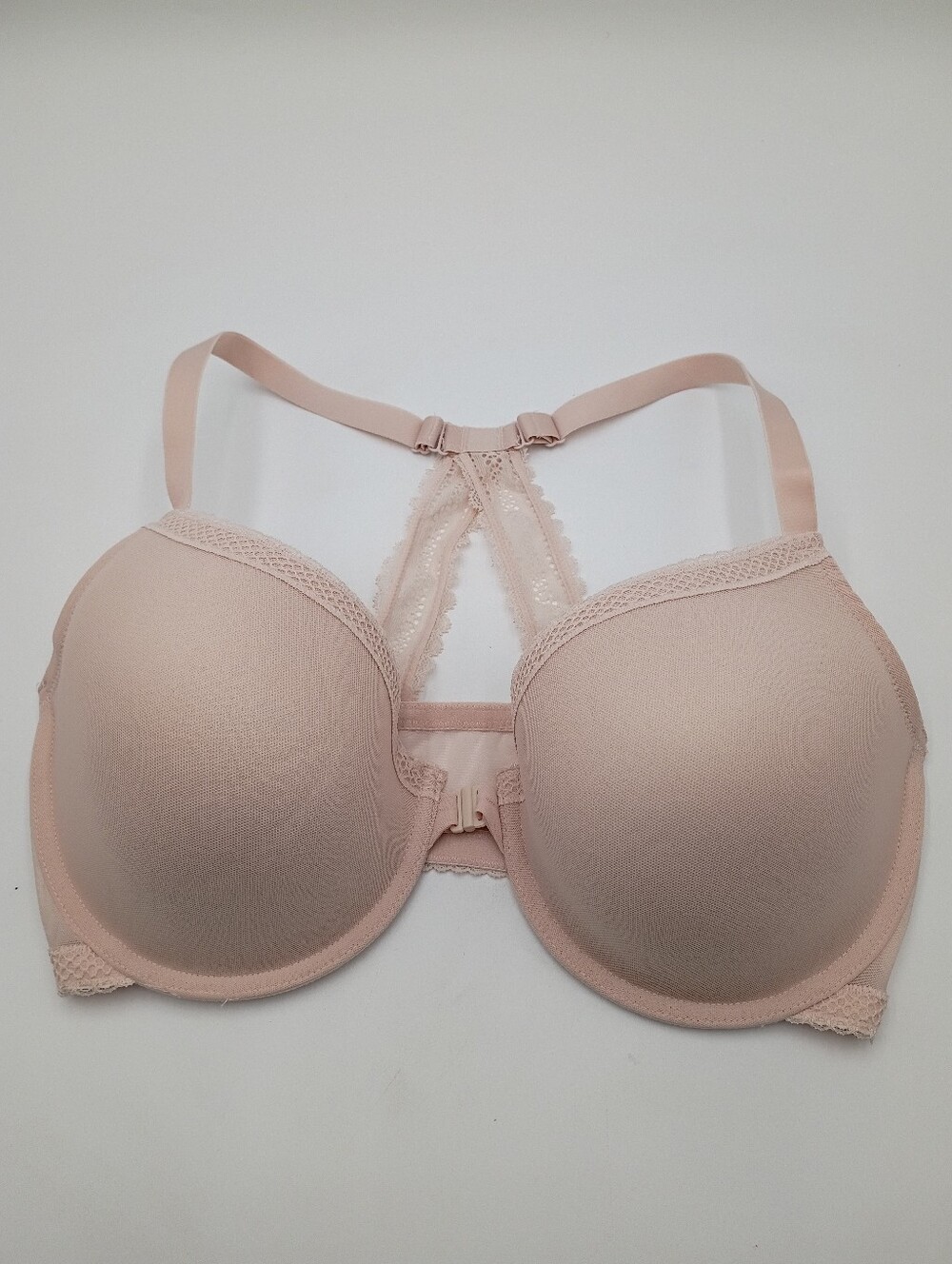 Auden The Ace Racerback, Front Clasp Bra W/ Lace Detailing. Blush 38DD